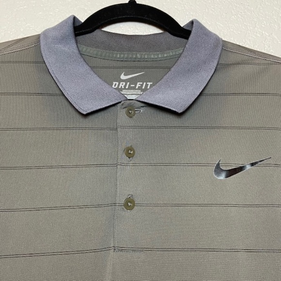 NIKE Dri Fit Gray Stripe Short Sleeve Golf Polo XL - Picture 3 of 5